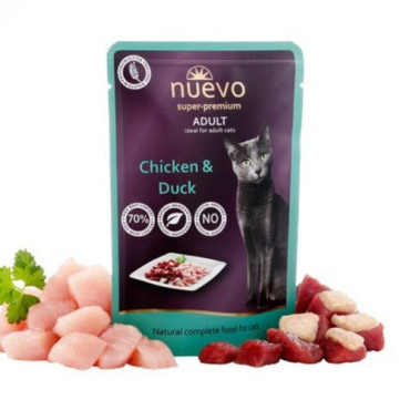 Konservi kaķiem nuevo Adult Chicken & Duck ar vistu un pīli 85 g