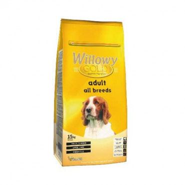 Sausā barība visu šķirņu pieaugušiem suņiem Willowy GOLD PREMIUM  All Breeds ar vistu un rīsiem 15 kg